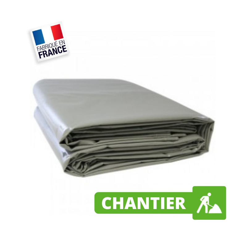 Bâche de Chantier 3 x 3 m Gris 640 g/m² - Bâche Chantier, BTP et Travaux Bâche de Chantier 3 x 3 m Gris 640 g/m² - Bâche Chantier, BTP et Travaux